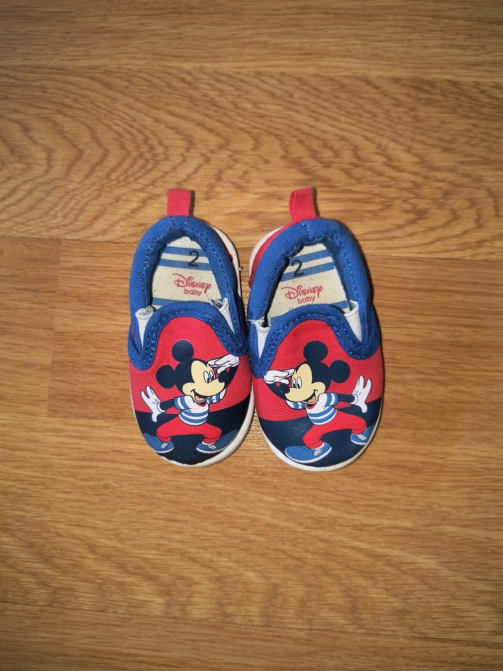 Disney Baby Red and Blue Mickey Slip-On Walker Shoes